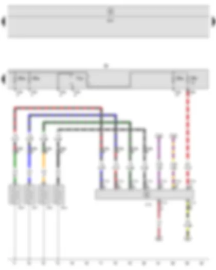 Wiring Diagram  SEAT LEON 2009 - Automatic glow period control unit - Glow plug 1 - Glow plug 2 - Glow plug 3 - Glow plug 4 - Fuse holder B - Push-in bridge