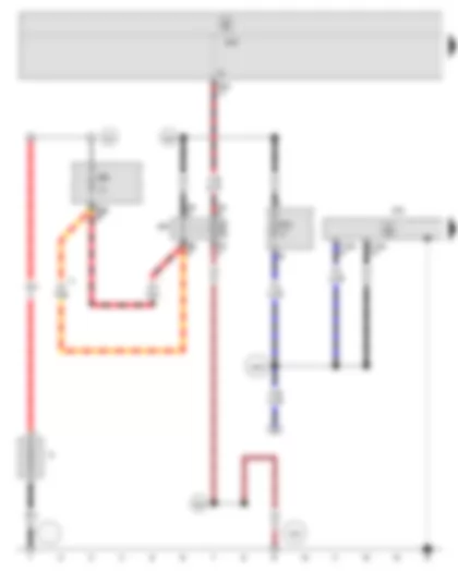 Wiring Diagram  SEAT LEON 2010 - Battery - Airbag control unit - Terminal 15 voltage supply relay 2