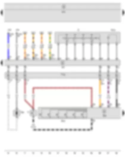 Wiring Diagram  SEAT LEON 2009 - Operating unit in steering wheel - Multifunction buttons on left in steering wheel - Horn plate - Steering column electronics control unit - Driver side airbag igniter - Ignition key withdrawal lock solenoid