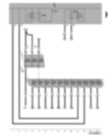 Wiring Diagram  SEAT LEON 2007 - Battery - fuses - terminal 30 voltage supply relay 2 - terminal 15 voltage supply relay 2 - onboard supply control unit