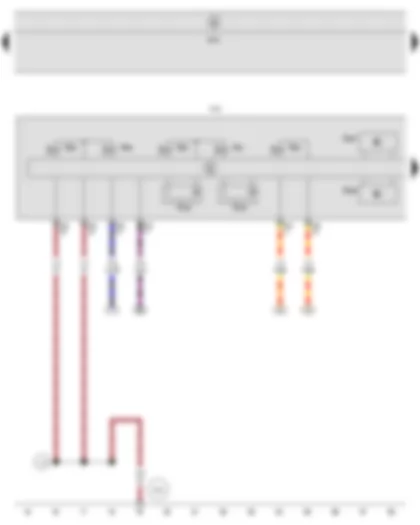 Wiring Diagram  SEAT LEON 2012 - Automatic gearbox hydraulic pressure sender 1 - Automatic gearbox hydraulic pressure sender 2 - Gear selector movement sensor 1 - Gear selector movement sensor 2 - Onboard supply control unit - Mechatronic unit for dual clutch gearbox