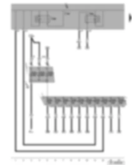Wiring Diagram  SEAT LEON 2010 - Battery - fuses - terminal 30 voltage supply relay 2 - terminal 15 voltage supply relay 2 - onboard supply control unit