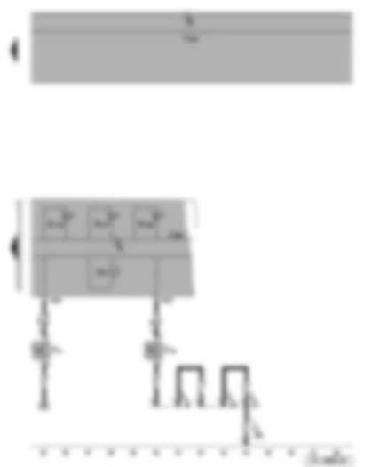 Wiring Diagram  SEAT LEON 2012 - Handbrake warning switch - brake fluid level warning contact - ABS warning lamp - brake system warning lamp - ESP and TCS warning lamp - warning buzzer