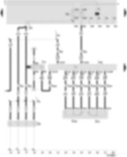 Wiring Diagram  SEAT LEON 2002 - Diesel direct injection system control unit - relay for glow plugs - terminal 30 voltage supply relay - accelerator pedal position sender