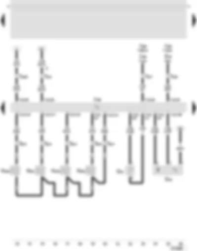 Wiring Diagram  SEAT LEON 2002 - Diesel direct injection system control unit - hall sender - fuel temperature sender - unit injector valve - No. 1 cyl. - unit injector valve - No. 2 cyl.