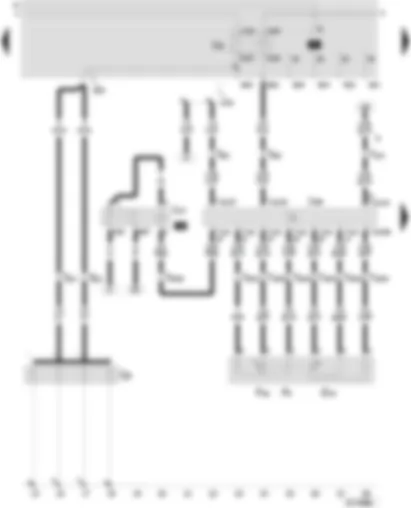 Wiring Diagram  SEAT LEON 2001 - Diesel direct injection system control unit - glow plug relay - terminal 30 voltage supply relay - accelerator position sender