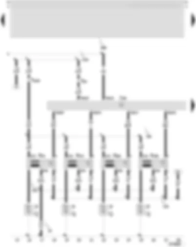 Wiring Diagram  SEAT LEON 2002 - Motronic control unit - ignition coils with output stages - spark plug connector - spark plugs