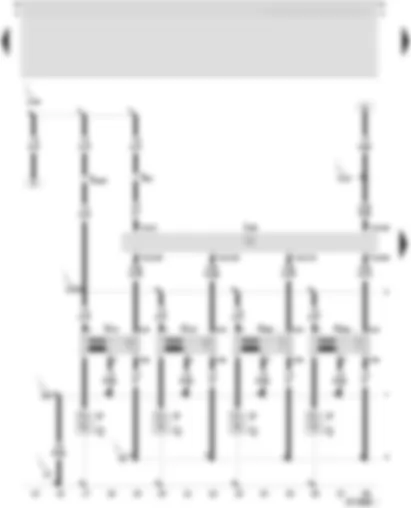 Wiring Diagram  SEAT LEON 2002 - Motronic control unit - ignition coil 1 - 2 - 3 and 4 with output stage - spark plug connector - spark plugs