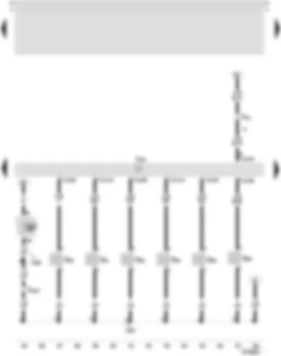 Wiring Diagram  SEAT LEON 2002 - Motronic control unit - injector cylinder 1 - injector cylinder 2 - injector cylinder 3 - injector cylinder 4 - injector cylinder 5 - injector cylinder 6