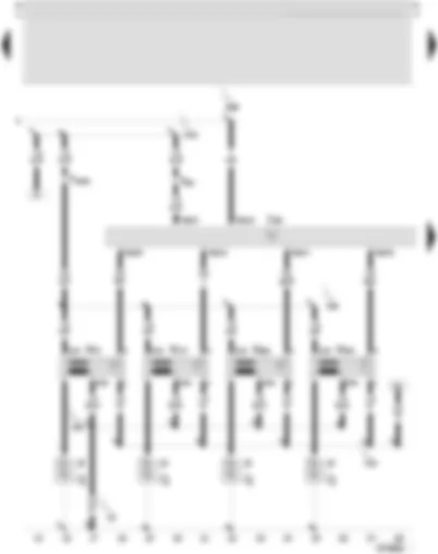 Wiring Diagram  SEAT LEON 2003 - Motronic control unit - ignition coils with output stages - spark plug connector - spark plugs