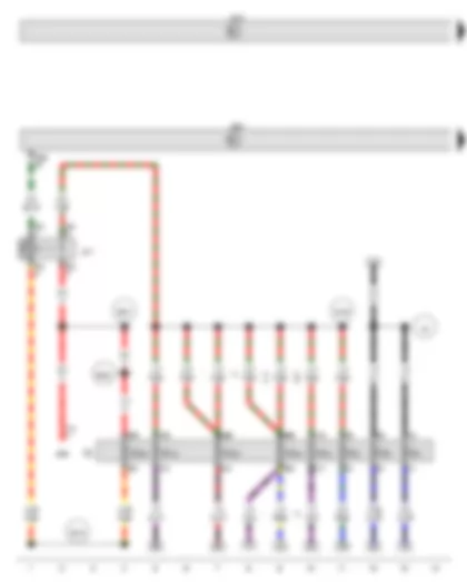 Электросхемa  SEAT MII 2016 - Главное реле - Блок управления бортовой сети - Блок управления двигателя - Реле 1 электропитания клеммы 75 - Блок предохранителей C
