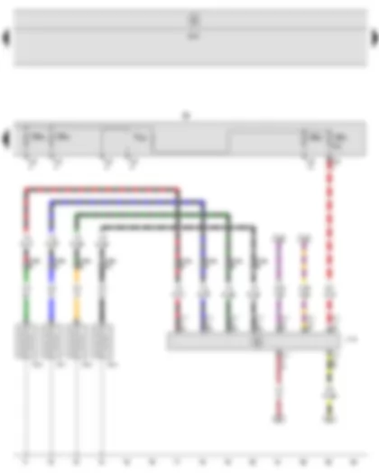 Wiring Diagram  SEAT TOLEDO 2007 - Automatic glow period control unit - Glow plug 1 - Glow plug 2 - Glow plug 3 - Glow plug 4 - Fuse holder B - Push-in bridge