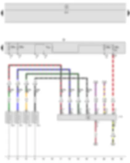 Wiring Diagram  SEAT TOLEDO 2008 - Automatic glow period control unit - Glow plug 1 - Glow plug 2 - Glow plug 3 - Glow plug 4 - Fuse holder B - Push-in bridge