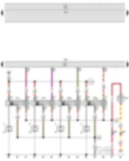 Wiring Diagram  SEAT TOLEDO 2009 - Engine control unit - Ignition coil 1 with output stage - Heater element for crankcase breather - Ignition coil 2 with output stage - Ignition coil 3 with output stage - Ignition coil 4 with output stage - Spark plug connector - Spark plugs