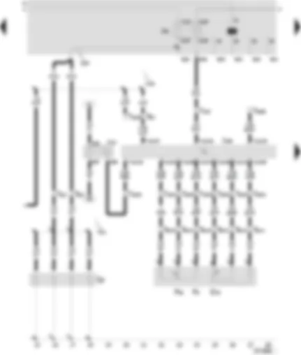 Wiring Diagram  SEAT TOLEDO 1999 - Control unit of the direct diesel injection - kick-down switch - idle switch - accelerator position transmitter - incandescent spark plugs - engine