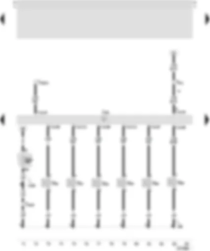 Wiring Diagram  SEAT TOLEDO 2001 - Motronic control unit - injector - cylinder 1 - injector - cylinder 2 - injector - cylinder 3 - injector - cylinder 4 - injector - cylinder 5 - injector - cylinder 6