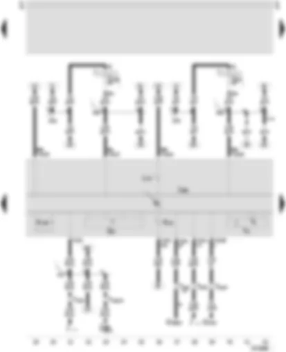 Wiring Diagram  SEAT TOLEDO 2002 - Control unit with warning lamps on the instrument panel - rev. counter - trailer operation warning lamp - reserve fuel level warning lamp - oil level/temperature sender