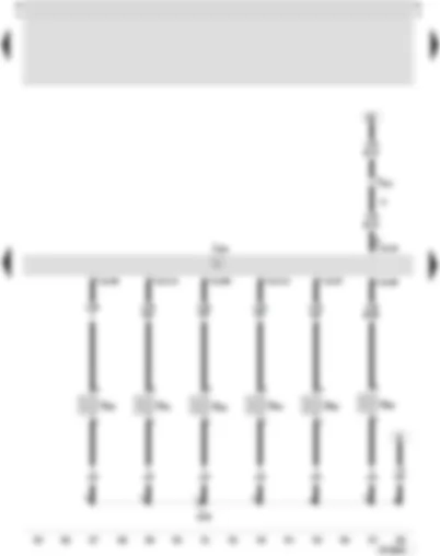 Wiring Diagram  SEAT TOLEDO 2006 - Motronic control unit - injector - cylinder 1 - injector - cylinder 2 - injector - cylinder 3 - injector - cylinder 4 - injector - cylinder 5 - injector - cylinder 6