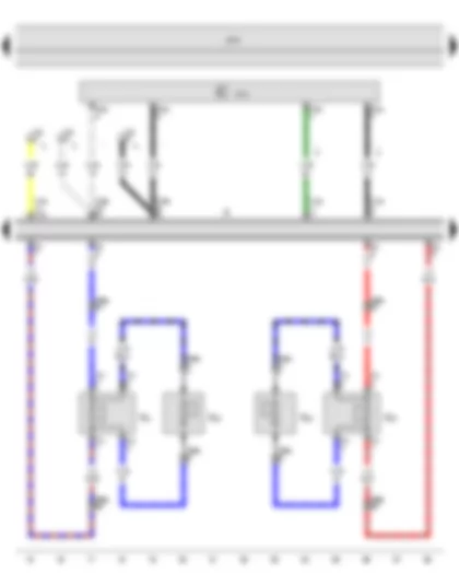 Wiring Diagram  SEAT TOLEDO 2013 - Mobile telephone operating electronics control unit - Radio - Front left treble loudspeaker - Front left bass loudspeaker - Front right treble loudspeaker - Front right bass loudspeaker