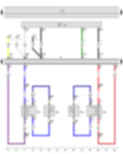 Wiring Diagram  SEAT TOLEDO 2013 - Mobile telephone operating electronics control unit - Radio - Front left treble loudspeaker - Front left bass loudspeaker - Front right treble loudspeaker - Front right bass loudspeaker