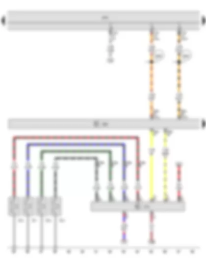 Wiring Diagram  SEAT TOLEDO 2013 - Automatic glow period control unit - Engine control unit - Glow plug 1 - Glow plug 2 - Glow plug 3 - Glow plug 4