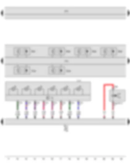 Wiring Diagram  SEAT TOLEDO 2013 - Selector lever - Mechatronic unit for dual clutch gearbox - Selector lever lock solenoid - Selector lever position display