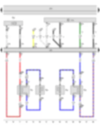 Wiring Diagram  SEAT TOLEDO 2013 - Mobile telephone operating electronics control unit - Control unit with display for radio and navigation - Front left treble loudspeaker - Front left bass loudspeaker - Front right treble loudspeaker - Front right bass loudspeaker - Telephone microphone