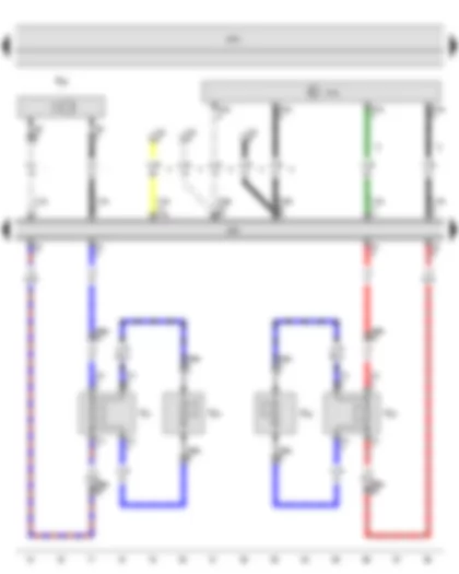 Wiring Diagram  SEAT TOLEDO 2013 - Mobile telephone operating electronics control unit - Control unit with display for radio and navigation - Front left treble loudspeaker - Front left bass loudspeaker - Front right treble loudspeaker - Front right bass loudspeaker - Telephone microphone