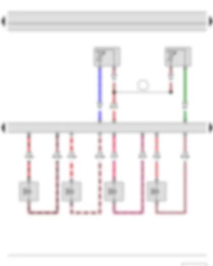 Wiring Diagram  SKODA FABIA II 2011 - Coolant temperature sender - Fuel temperature sender - Engine control unit - Injector - cylinder 1 - Injector - cylinder 2 - Injector - cylinder 3 - Injector - cylinder 4