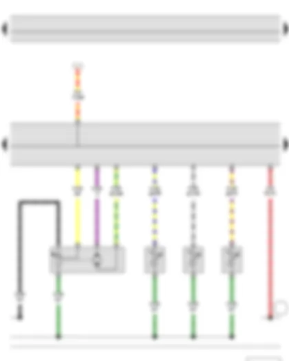 Wiring Diagram  SKODA FABIA II 2011 - Centre vent temperature sender - Footwell vent temperature sender - Evaporator output temperature sender - Climatronic control unit - Temperature flap control motor