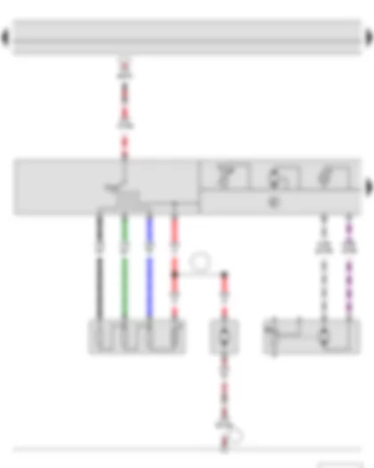 Электросхемa  SKODA FABIA II 2011 - Блок управления климатической установки - Балластное сопротивление приточного вентилятора с предохранителем защиты от перегрева - Приточный вентилятор - Исполнительный электродвигатель заслонок приточной вентиляции и рециркуляции воздуха