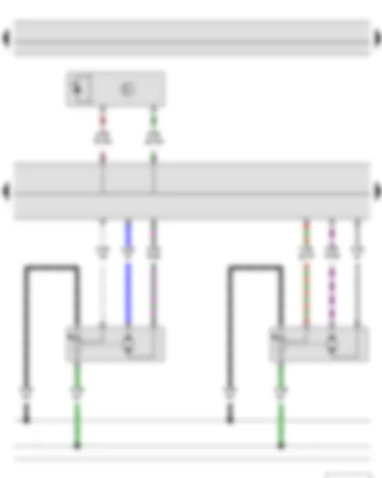 Электросхемa  SKODA FABIA II 2011 - Фотодатчик интенсивности солнечного излучения - Блок управления Climatronic - Исполнительный электродвигатель заслонки воздухозаборника - Исполнительный электродвигатель заслонки размораживателя