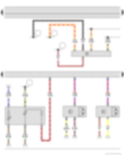 Wiring Diagram  SKODA FABIA II 2011 - Headlight range control regulator - Steering angle sender - Control unit for cornering light and headlight range control - Left headlight range control motor - Right headlight range control motor