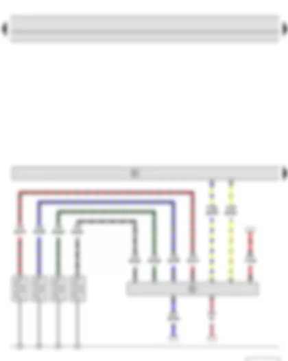 Wiring Diagram  SKODA FABIA II 2013 - Automatic glow period control unit - Engine control unit - Glow plug 1 - Glow plug 2 - Glow plug 3 - Glow plug 4