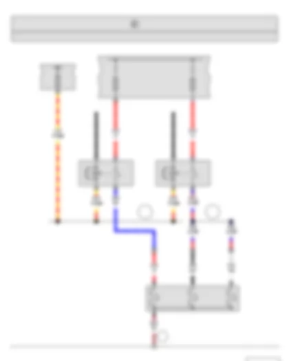 Wiring Diagram  SKODA FABIA II 2013 - Low heat output relay - High heat output relay - Fuse holder A - Fuse holder B - Auxiliary air heater element