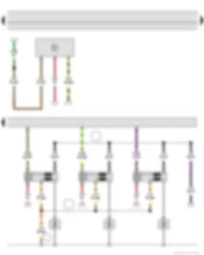 Wiring Diagram  SKODA FABIA II 2011 - Oil level and oil temperature sender - Engine control unit - Ignition coil 1 with output stage - Ignition coil 2 with output stage - Ignition coil 3 with output stage