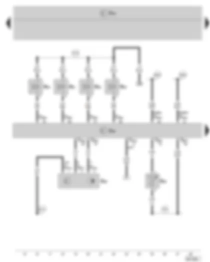 Wiring Diagram  SKODA FABIA II 2008 - Engine control unit - Engine speed sender - Coolant temperature sender - Injectors