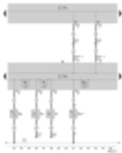 Wiring Diagram  SKODA FABIA II 2009 - Dash panel insert - Control unit in dash panel insert - Warning lights - Handbrake warning switch - Brake fluid level warning contact - Coolant shortage indicator sender - Windscreen washer fluid level sender