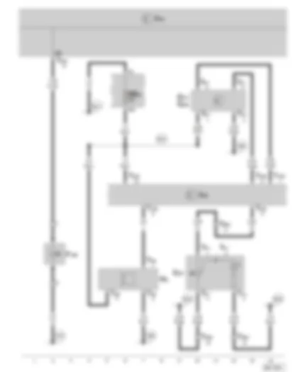Wiring Diagram  SKODA FABIA II 2009 - Convenience system central control unit - Interior monitoring deactivation switch - Bonnet contact switch - Interior monitoring sensor - Vehicle inclination sender - Alarm horn - Fuse holder B