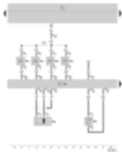Wiring Diagram  SKODA FABIA 2001 - Simos control unit - injection valves - engine speed sender - coolant temperature sender