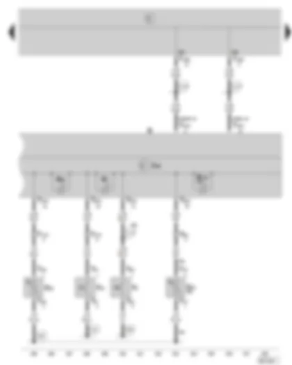 Wiring Diagram  SKODA FABIA 2002 - Dash panel insert - control unit in dash panel insert - warning lamps - handbrake warning switch - brake fluid level warning contact - coolant shortage indicator sender - windscreen washer fluid level sender