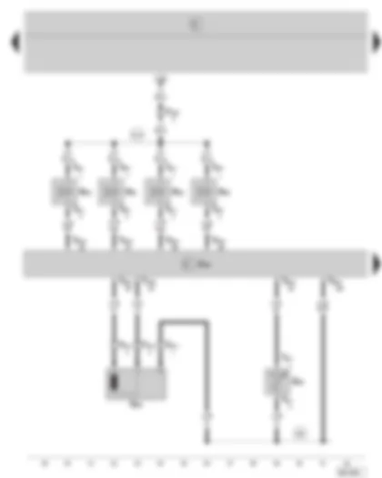 Wiring Diagram  SKODA FABIA 2001 - Motronic control unit - injection valves - engine speed sender - coolant temperature sender