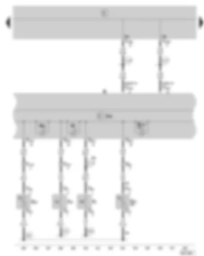 Wiring Diagram  SKODA FABIA 2002 - Dash panel insert - control unit in dash panel insert - warning lamps - handbrake warning switch - brake fluid level warning contact - coolant shortage indicator sender - windscreen washer fluid level sender
