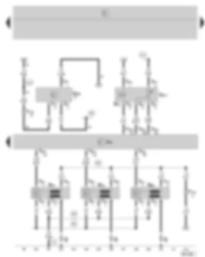 Wiring Diagram  SKODA FABIA 2005 - Simos control unit - exhaust gas recirculation valve - exhaust gas recirculation potentiometer - oil level/oil temperature sender - ignition system