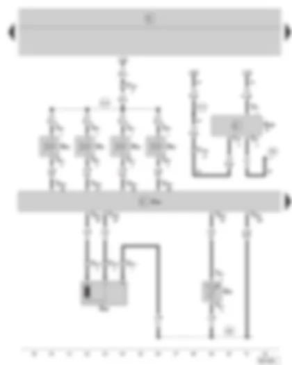 Wiring Diagram  SKODA FABIA 2005 - Motronic control unit - injection valves - engine speed sender - coolant temperature sender - oil level/oil temperature sender