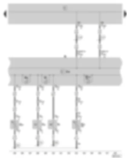 Wiring Diagram  SKODA FABIA 2004 - Dash panel insert - control unit in dash panel insert - warning lamps - handbrake warning switch - brake fluid level warning contact - coolant shortage indicator sender - windscreen washer fluid level sender