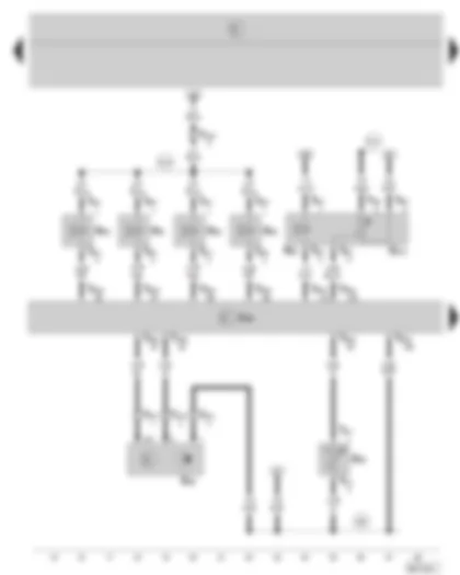 Wiring Diagram  SKODA FABIA 2005 - 4TV control unit - injection valves - engine speed sender - coolant temperature sender - exhaust gas recirculation valve - exhaust gas recirculation potentiometer