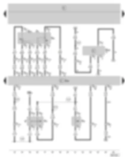 Wiring Diagram  SKODA FABIA 2005 - Diesel direct injection system control unit - accelerator pedal position sender - brake pedal switch - clutch pedal switch - oil level/oil temperature sender