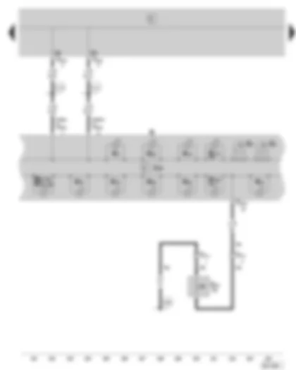 Wiring Diagram  SKODA FABIA 2005 - Dash panel insert - control unit in dash panel insert - warning lamps - coolant temperature gauge - rev. counter - belt switch - driver side