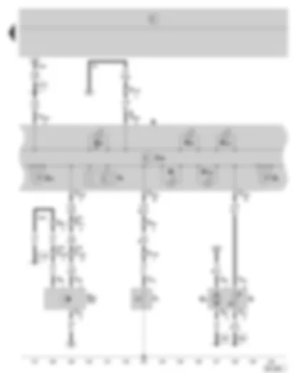 Wiring Diagram  SKODA FABIA 2007 - Cuadro de instrumentos - unidad de control en el cuadro de instrumentos - testigos luminosos - conmutador de presión de aceite - transmisor del indicador del nivel de combustible - bomba de combustible - transmisor para velocímetro - indicador del nivel de combustible - velocímetro - indicador de recorrido